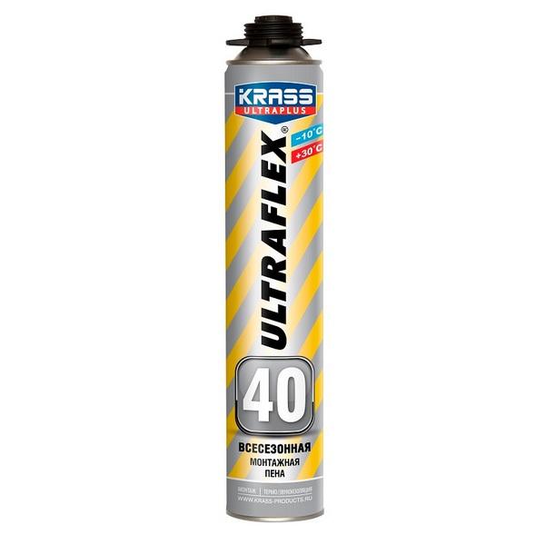 Пена монтажная KRASS ULTRAFLEX 40, пистолетная всесезонная Россия