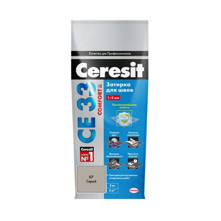 Затирка Ceresit СЕЗЗ, №07 Серая, 2 кг